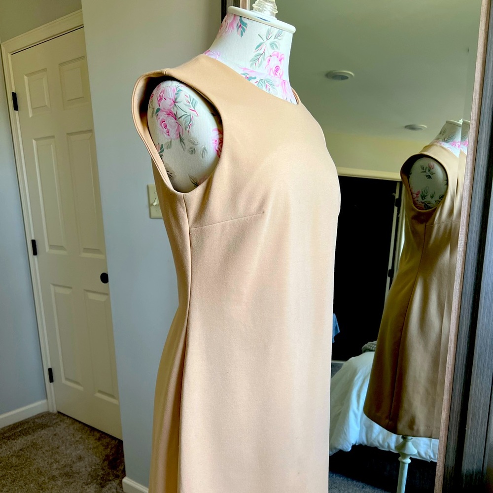 Camel Calvin Klein Dress with gold zipper accent